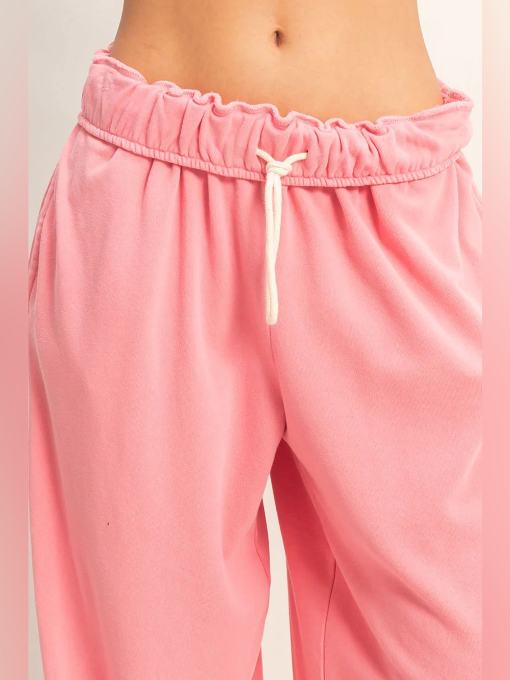 NWT Fold Over Waist Wide Leg Sweatpant Taffy Pink - Picture 8 of 13